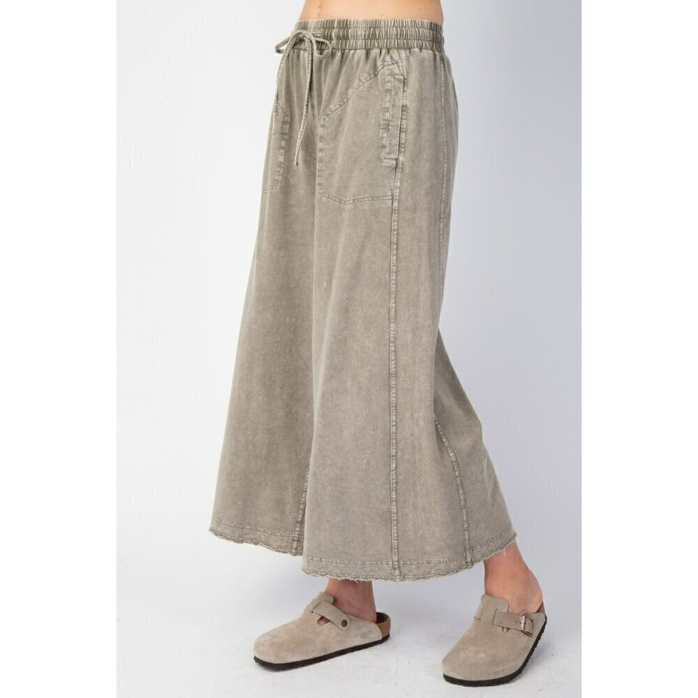 Cozy On The Go Mineral Washed Terry Knit Pants in Faded Mocha - Picture 3 of 5